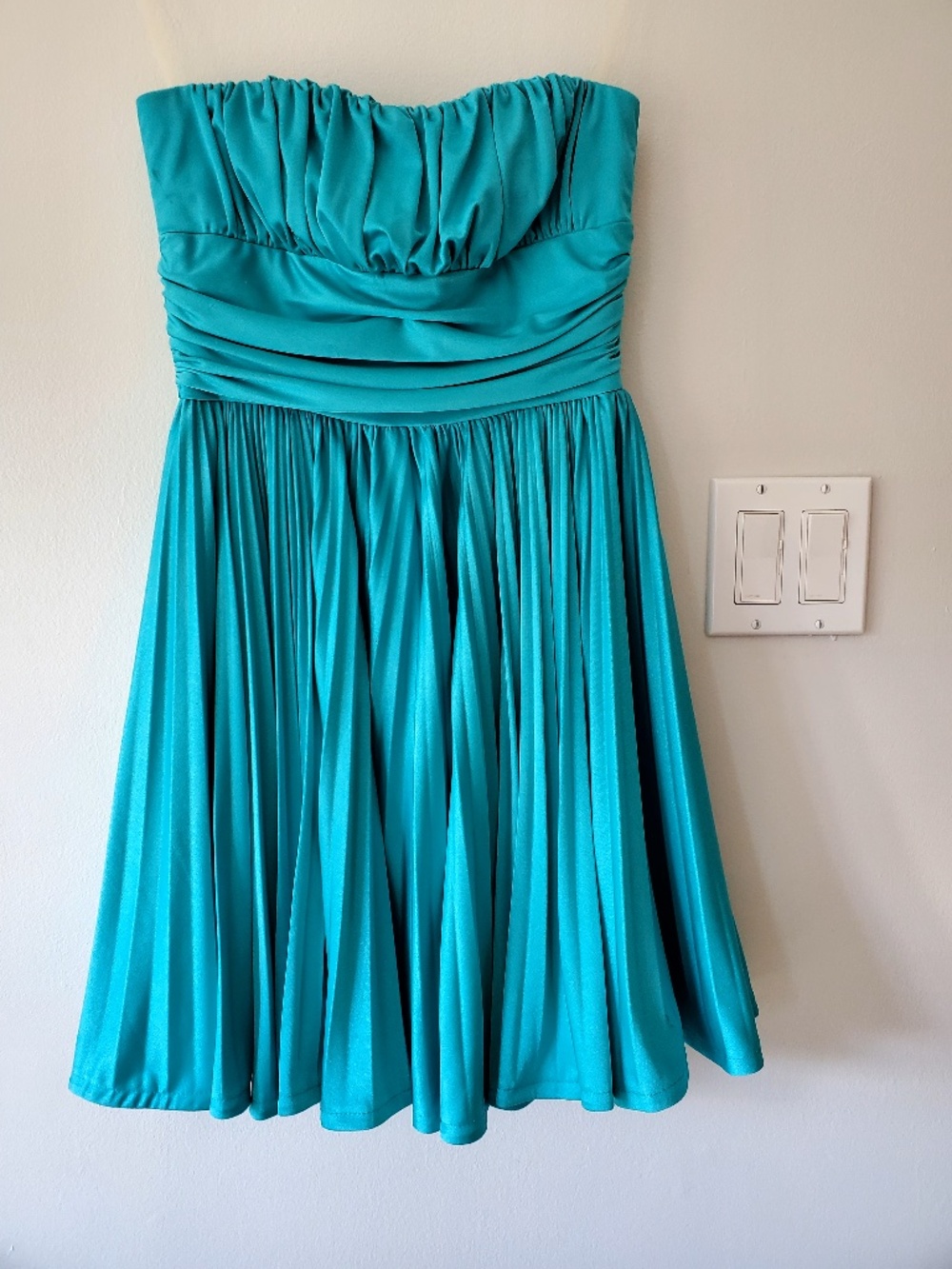 Strapless Pleated Blue Prom Dress | Sweetheart Neckline | Size XS